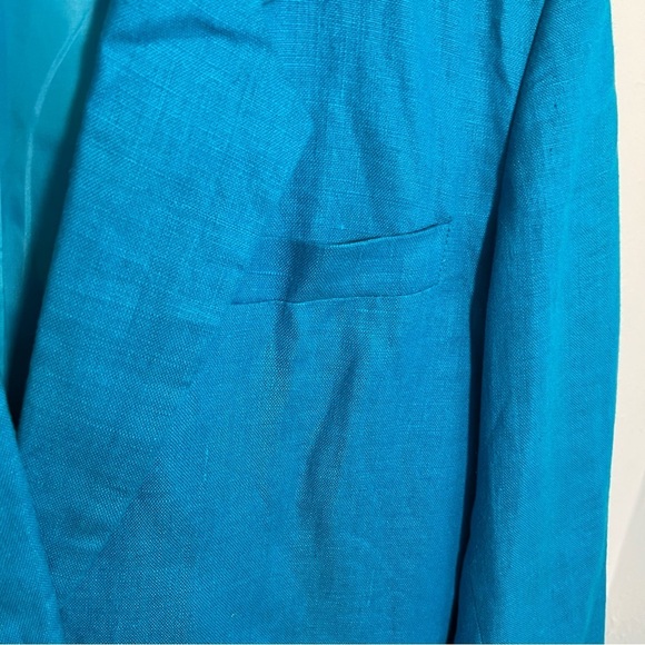 Vintage International Scene One Button Blazer Teal 6 - Picture 4 of 9
